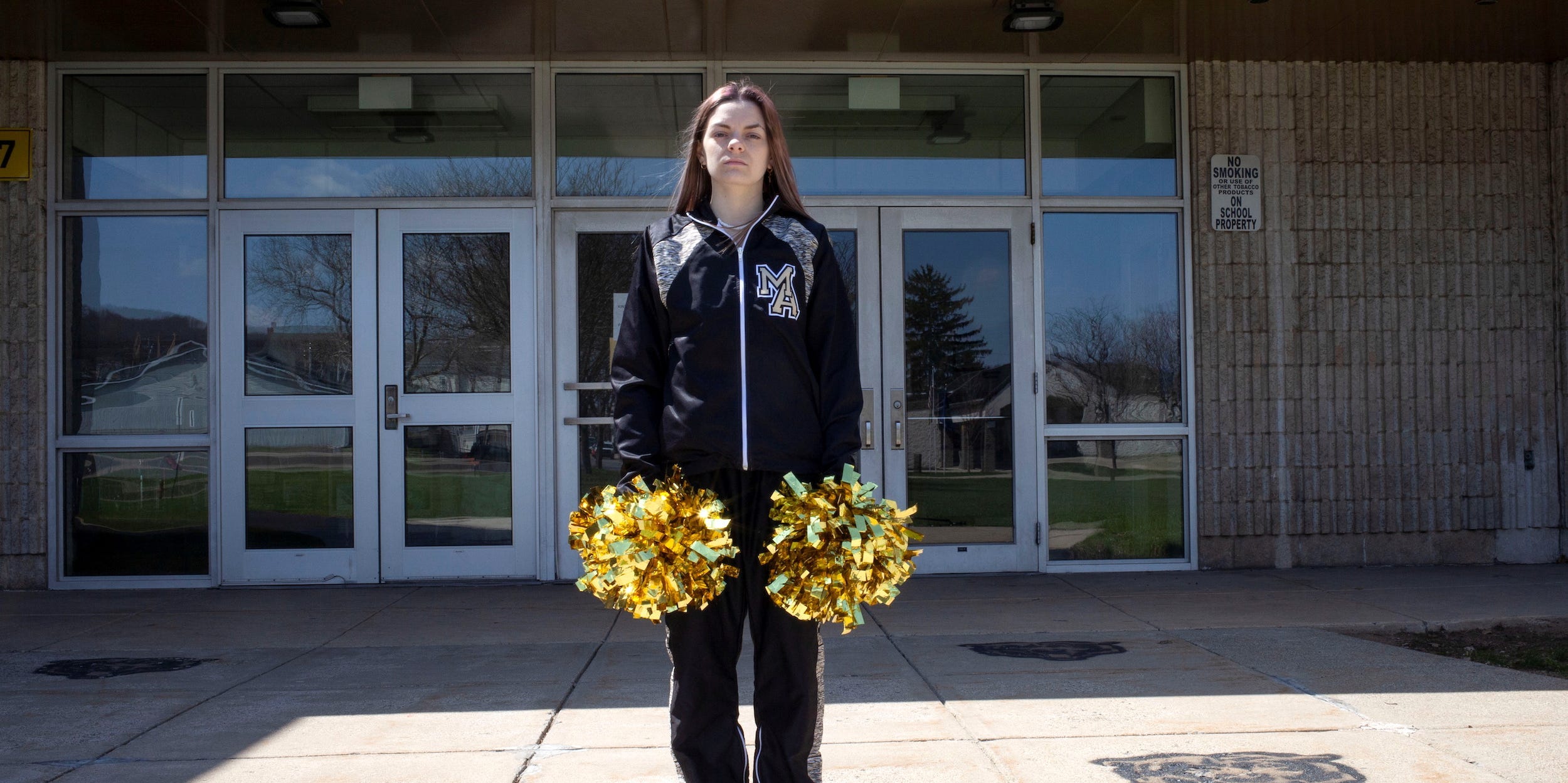 Brandi Levy, a former cheerleader at Mahanoy Area High School in Mahanoy City, Pennsylvania and a key figure in a major U.S. case about free speech, poses in an undated photograph provided by the American Civil Liberties Union.