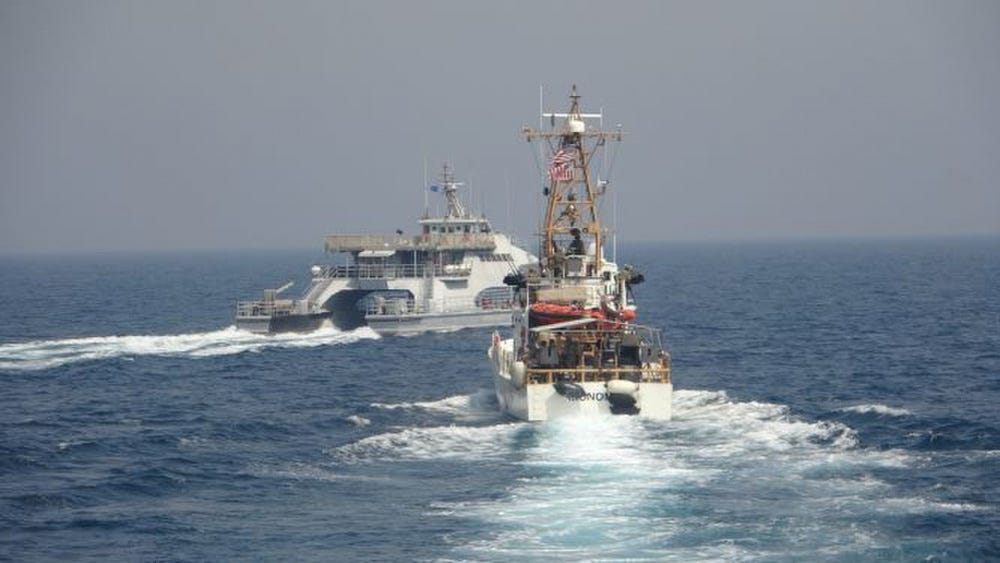 Another shot of the April 2 incident involving US Coast Guard ships and IRGCN vessels.