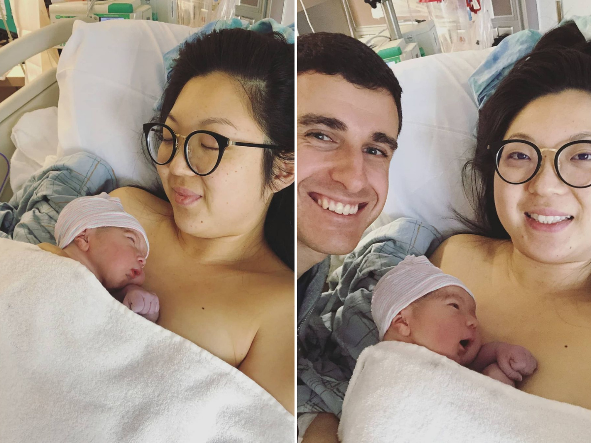 Pinsi Lei and her husband, Richard Lorenzen, in the hospital.