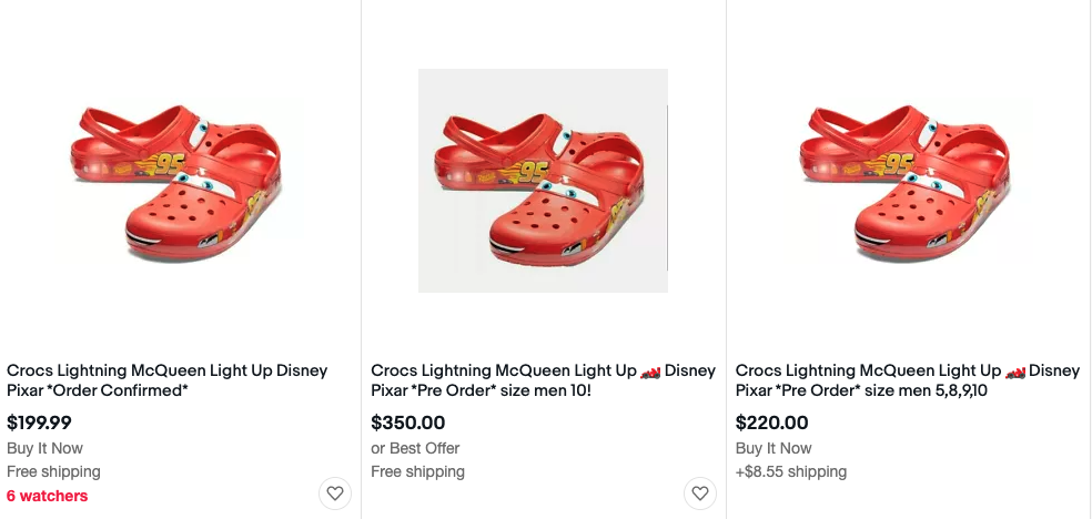 lightning mcqueen crocs ebay