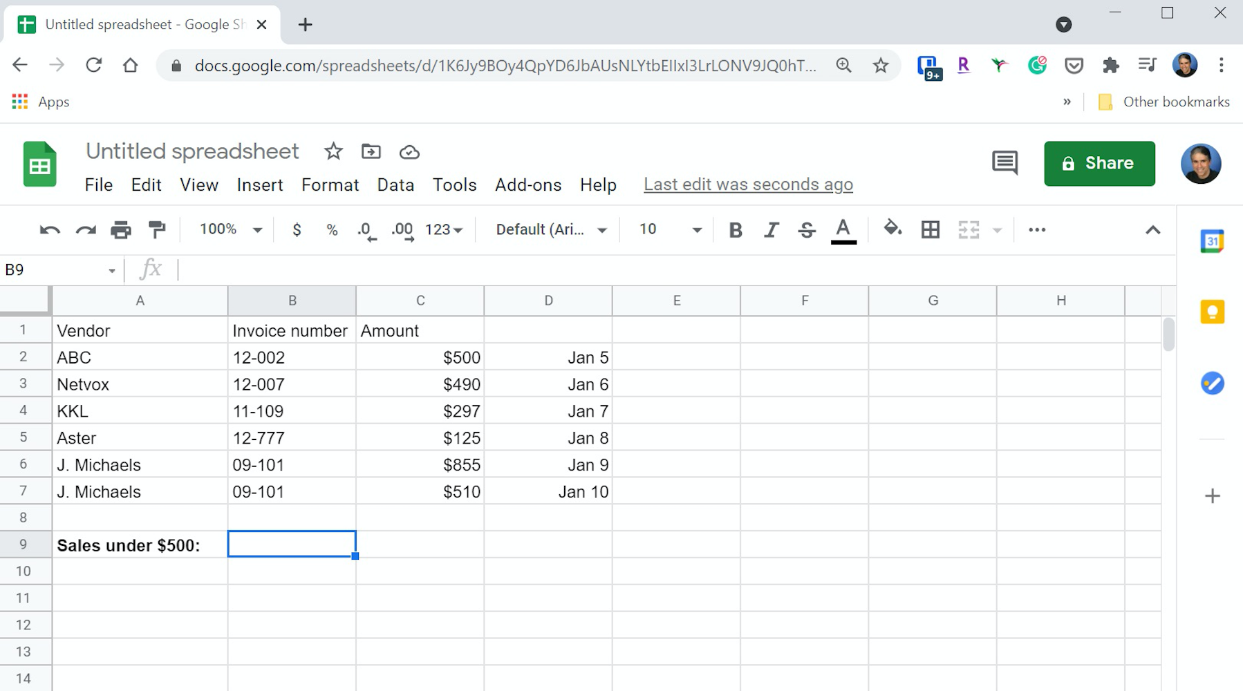 How to use the COUNTIF function in Google Sheets to determine a number