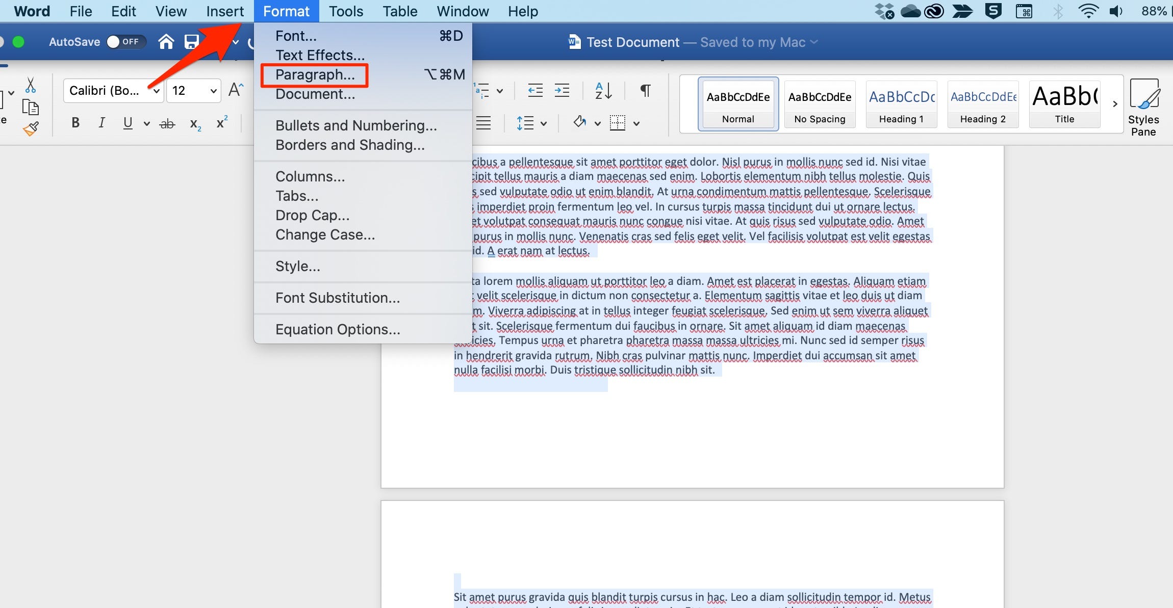 shading in word for mac