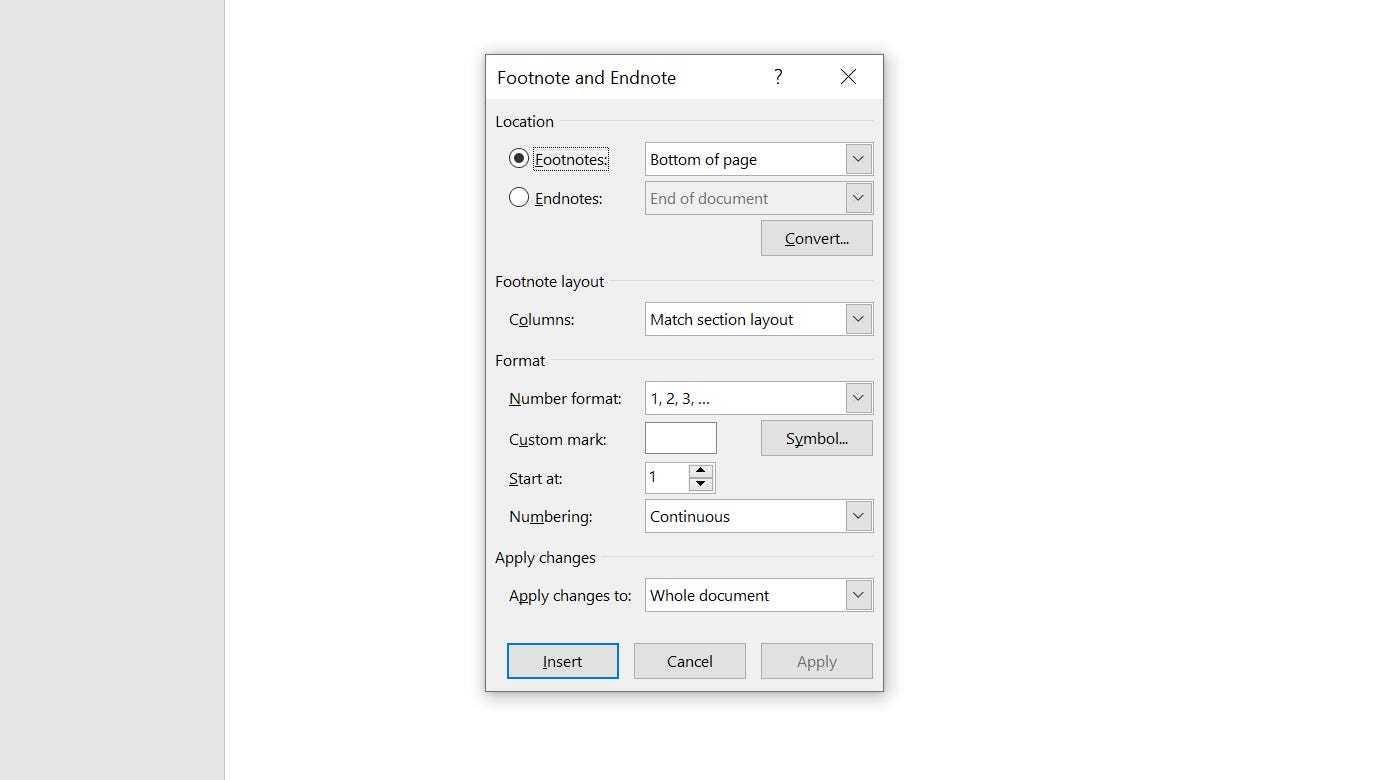 How to insert a footnote or endnote in Word 3