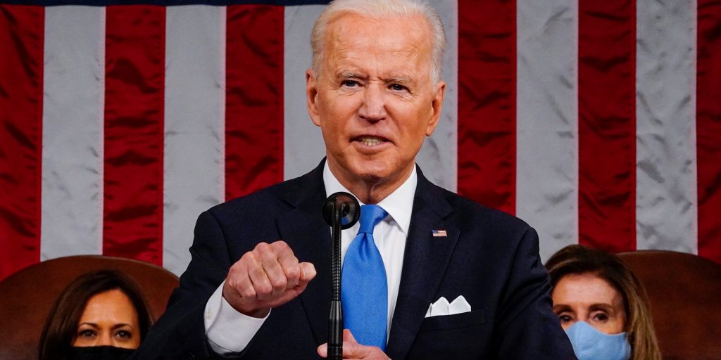 Joe Biden sprak woensdag voor het eerst het Congres toe.