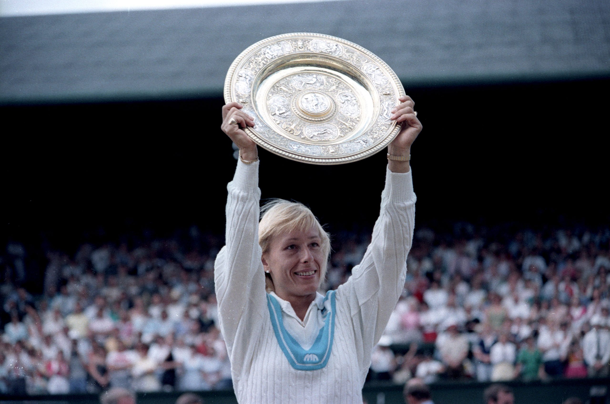 Martina Navratilova pakte negen keer de titel op Wimbledon in het vrouwenenkelspel. Foto: REUTERS/Roy Letkey