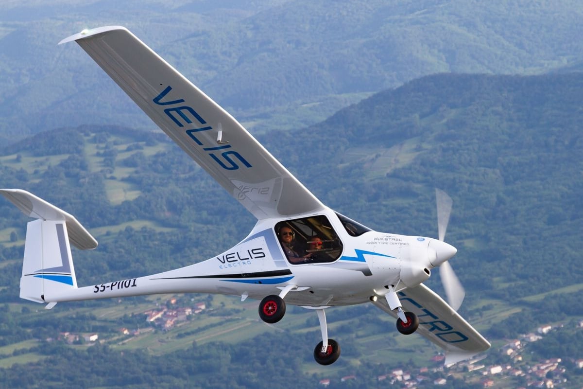 Een elektrisch vliegtuig van de Tsjechische firma Pipistrel.