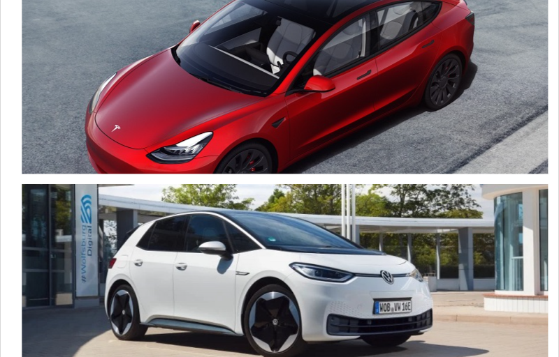Tesla Model 3 versus de Volkswagen ID.3 en ID.4
