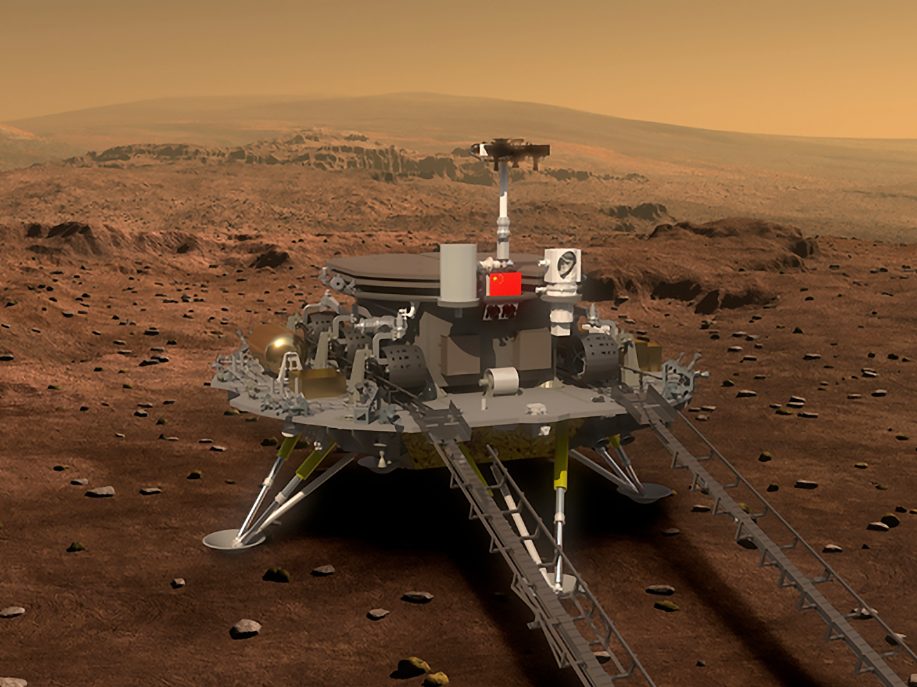 china mars global remote sensing and small rover hx 1 martian mission illustration rendering cas xinhua