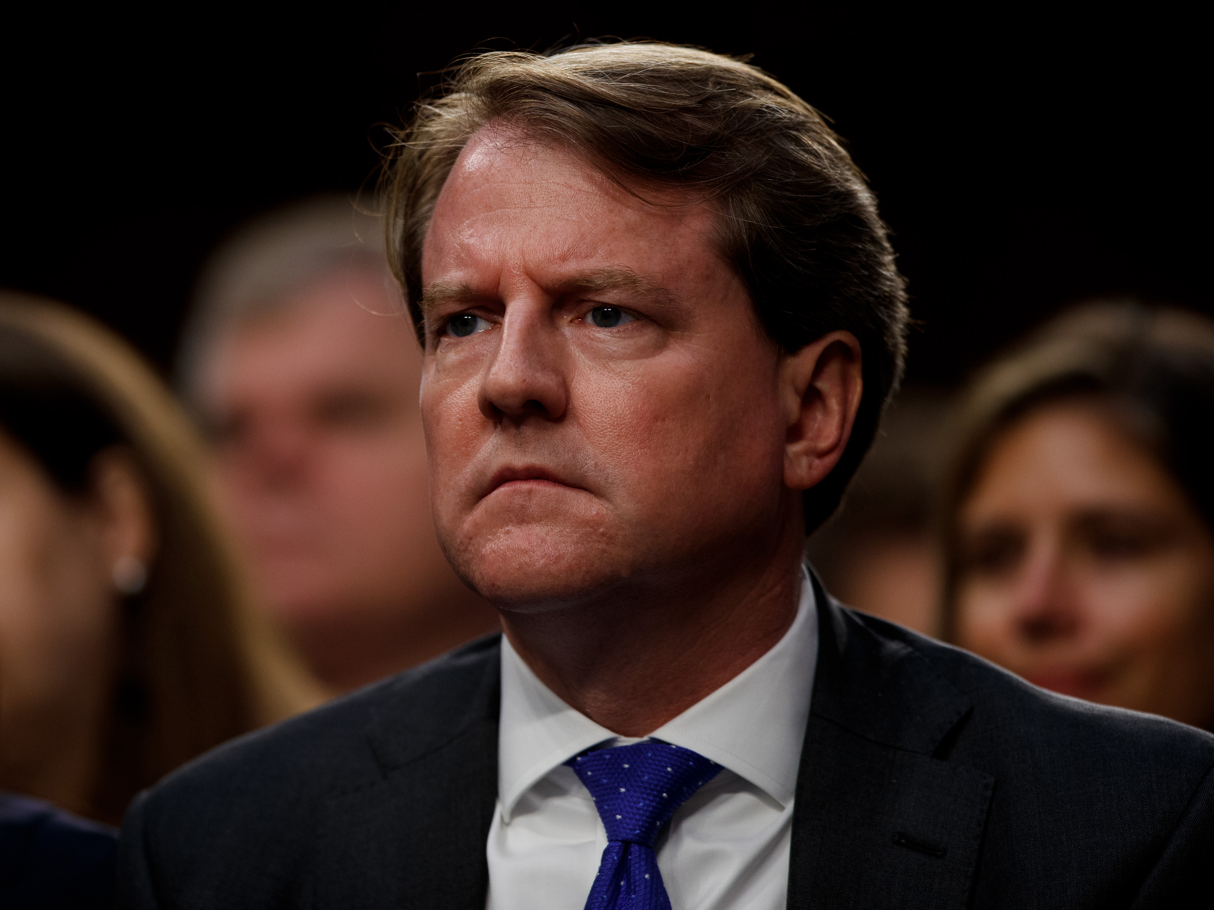 WASHINGTON D.C., May 21, 2019 -- Then White House counsel Don McGahn reacts in the audience during the confirmation hearing for Supreme Court Justice nominee Brett Kavanaugh before the U.S. Senate Judiciary Committee on Capitol Hill in Washington D.C., the United States, on Sept. 4, 2018. The White House on Monday instructed former counsel Don McGahn to defy a congressional subpoena and skip a hearing scheduled for Tuesday relating to the Russia probe. (Xinhua/Ting Shen) (Xinhua/Ting Shen via Getty Images)