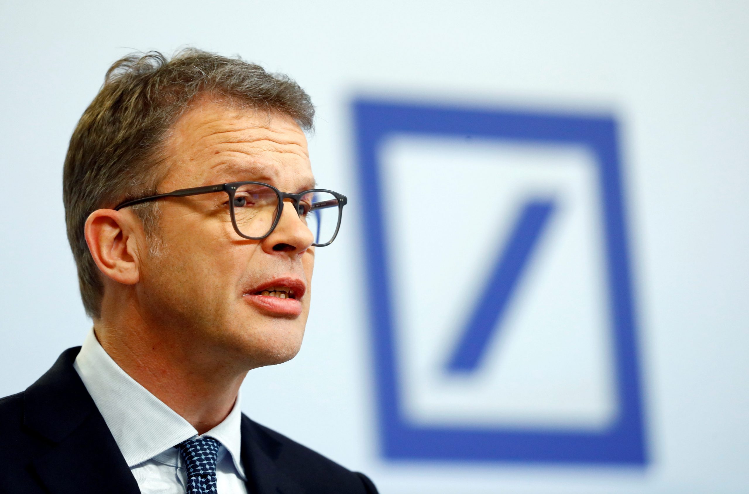 FILE PHOTO: Deutsche Bank CEO Christian Sewing speaks during the bank's annual news conference in Frankfurt, Germany, January 30, 2020. REUTERS/Ralph Orlowski