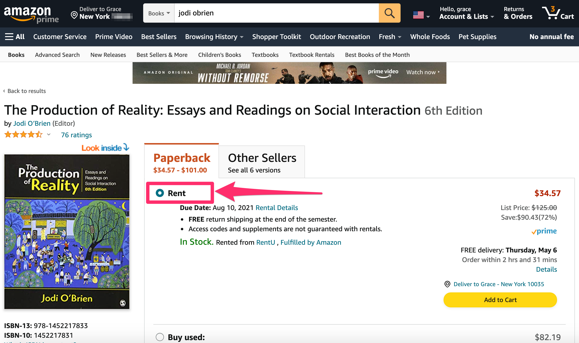 Amazon rentals product details page