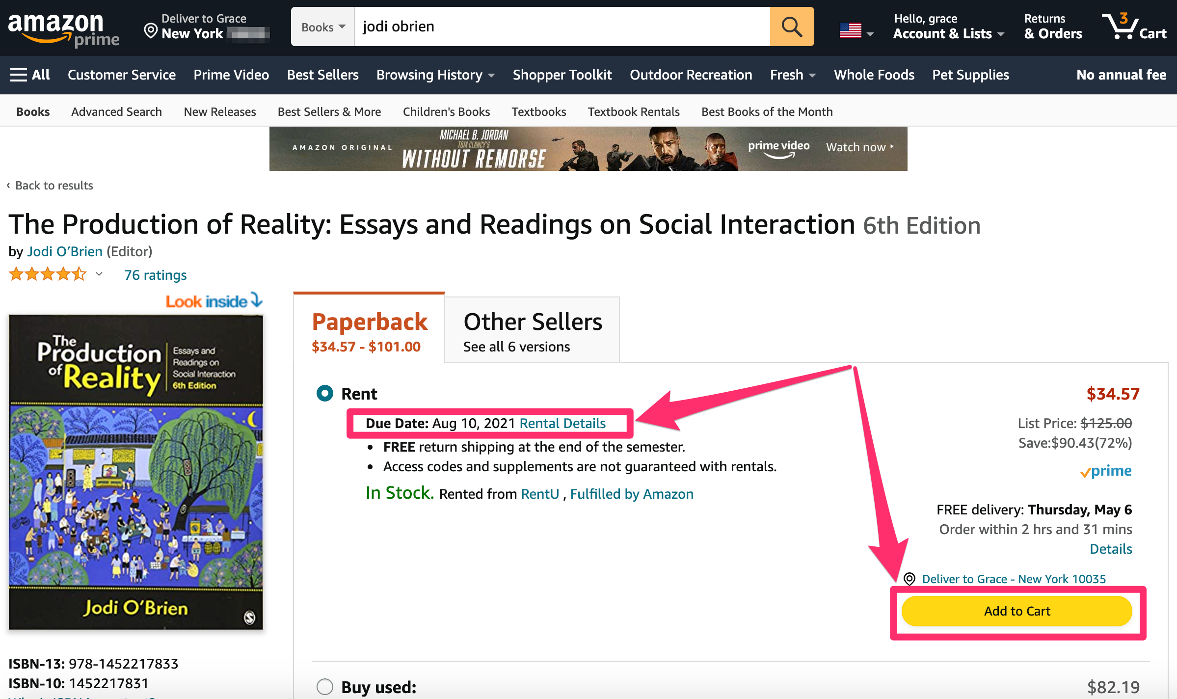 Amazon rentals product details page