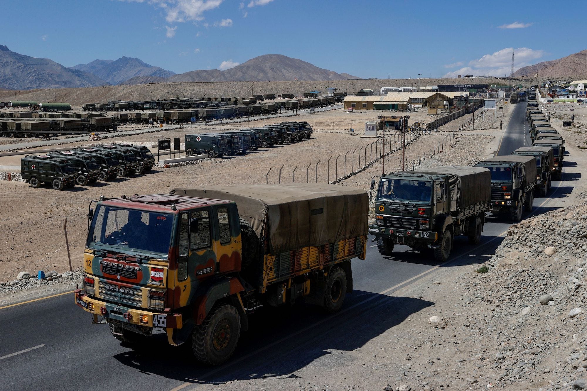 Indian military trucks in Ladakh