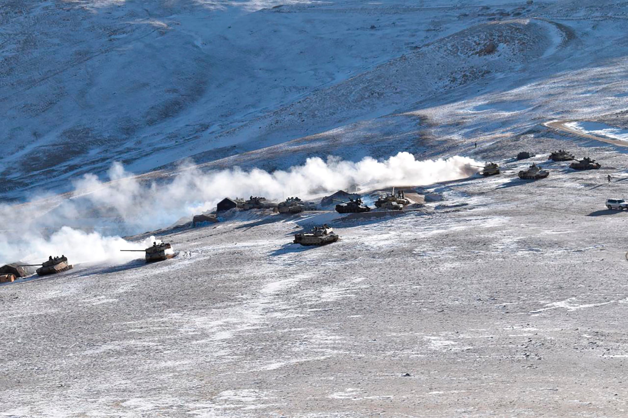 India China tanks armor Pangong Ladakh border