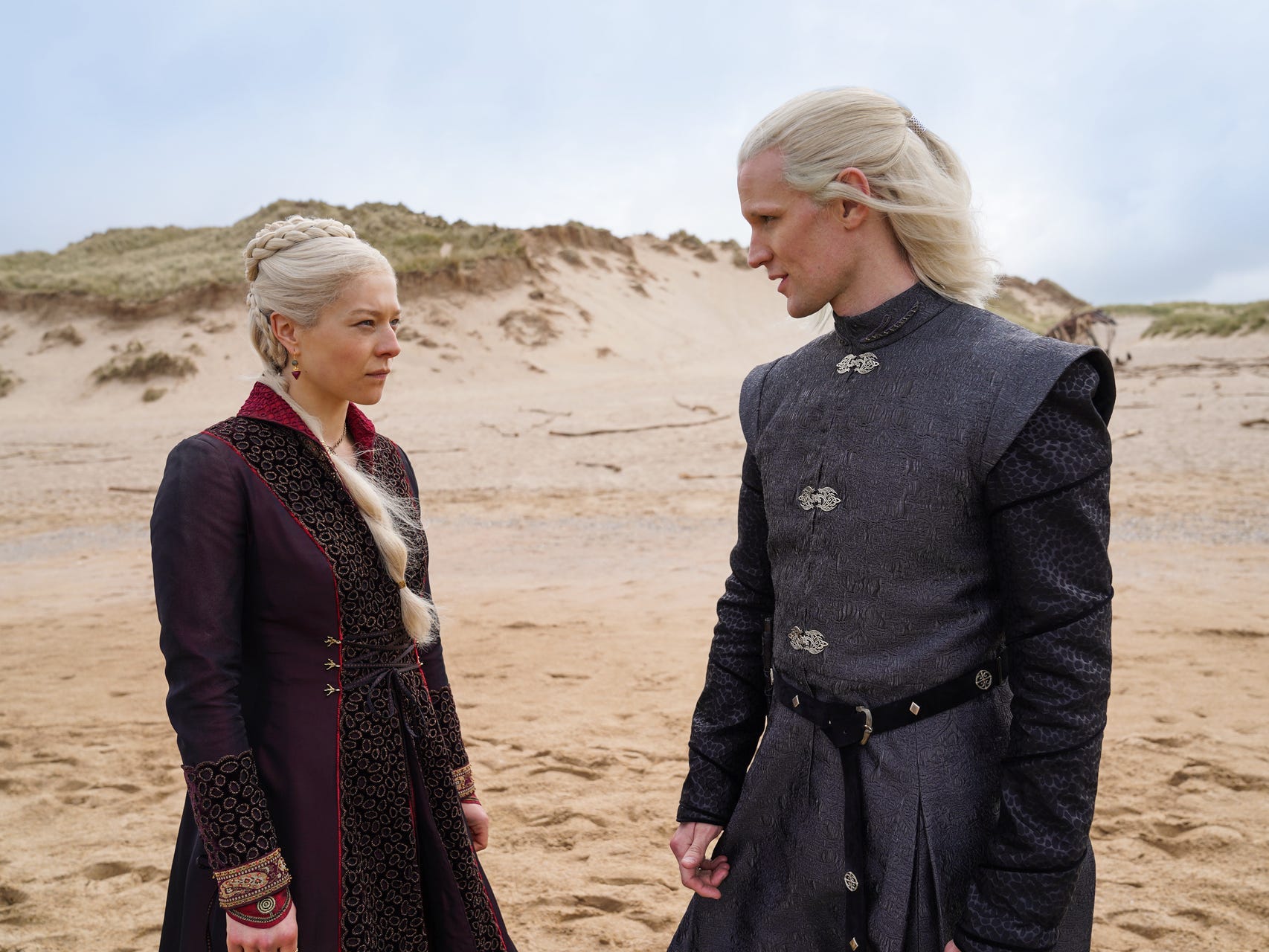 Emma D’Arcy as Princess Rhaenyra Targaryen and Matt Smith as Prince Daemon Targaryen House of the Dragon HBO Game of Thrones TV show 1