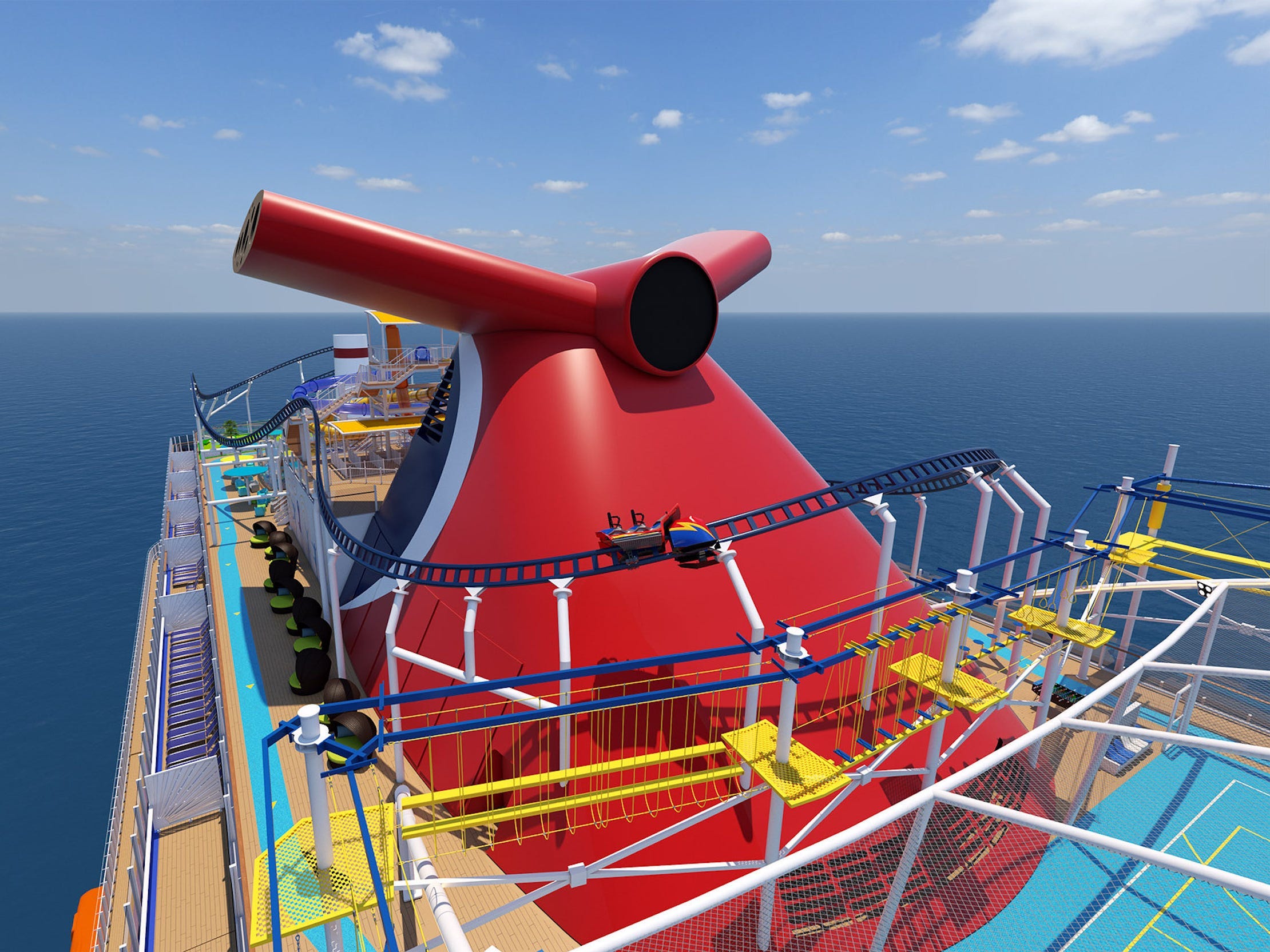 roller coaster on Carnival Cruise Line's Mardi Gras ship