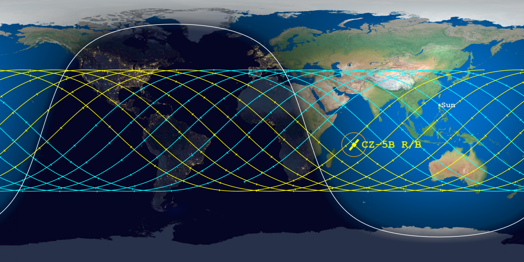 aerospace corporation chart of long march 5b rocket stage reentry