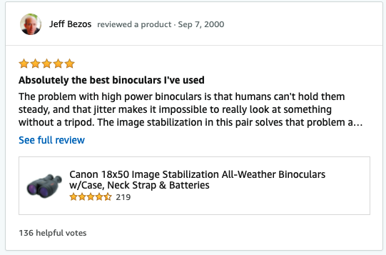 Jeff Bezos reviews Canon binoculars