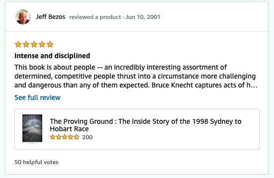 Jeff Bezos reviews "The Proving Ground: The Inside Story of the 1998 Sydney to Hobart Race."