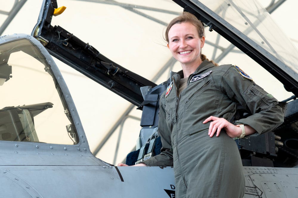 Capt. Taylor Bye, 75th Fighter Squadron pilot and chief of standardization and evaluation, poses on the flight line at Moody Air Force Base, Georgia, May 5, 2021