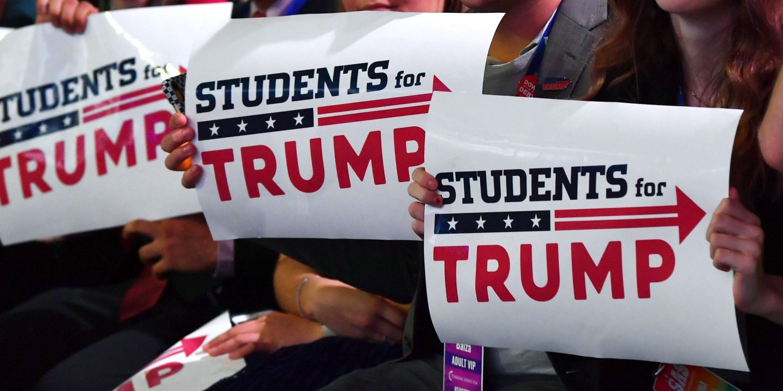 Students look on as US President Donald Trump speaks during the Turning Point USA Student Action Summit at the Palm Beach County Convention Center in West Palm Beach, Florida on December 21, 2019.