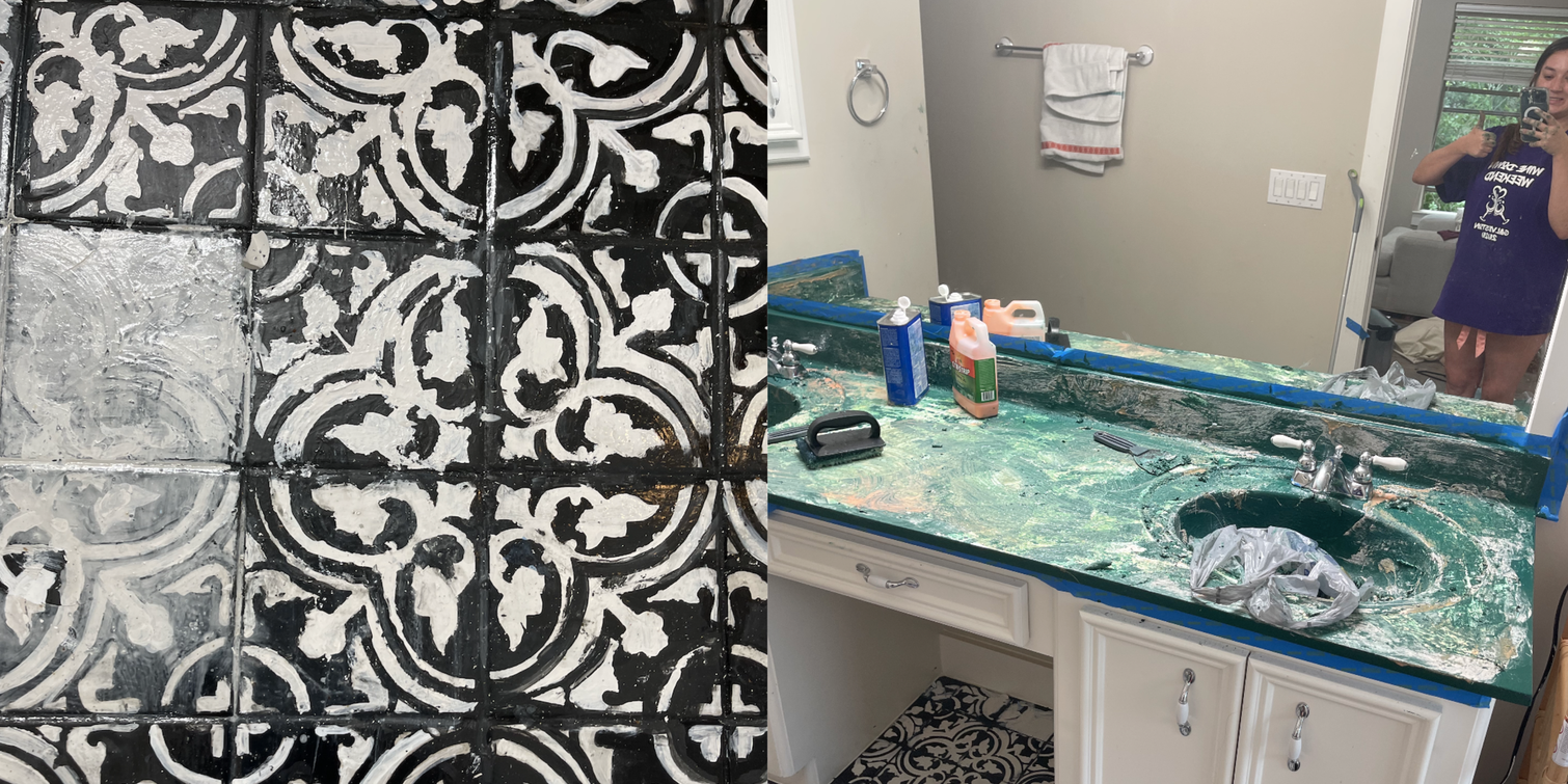 TikTok users's failed bathroom rennovation.