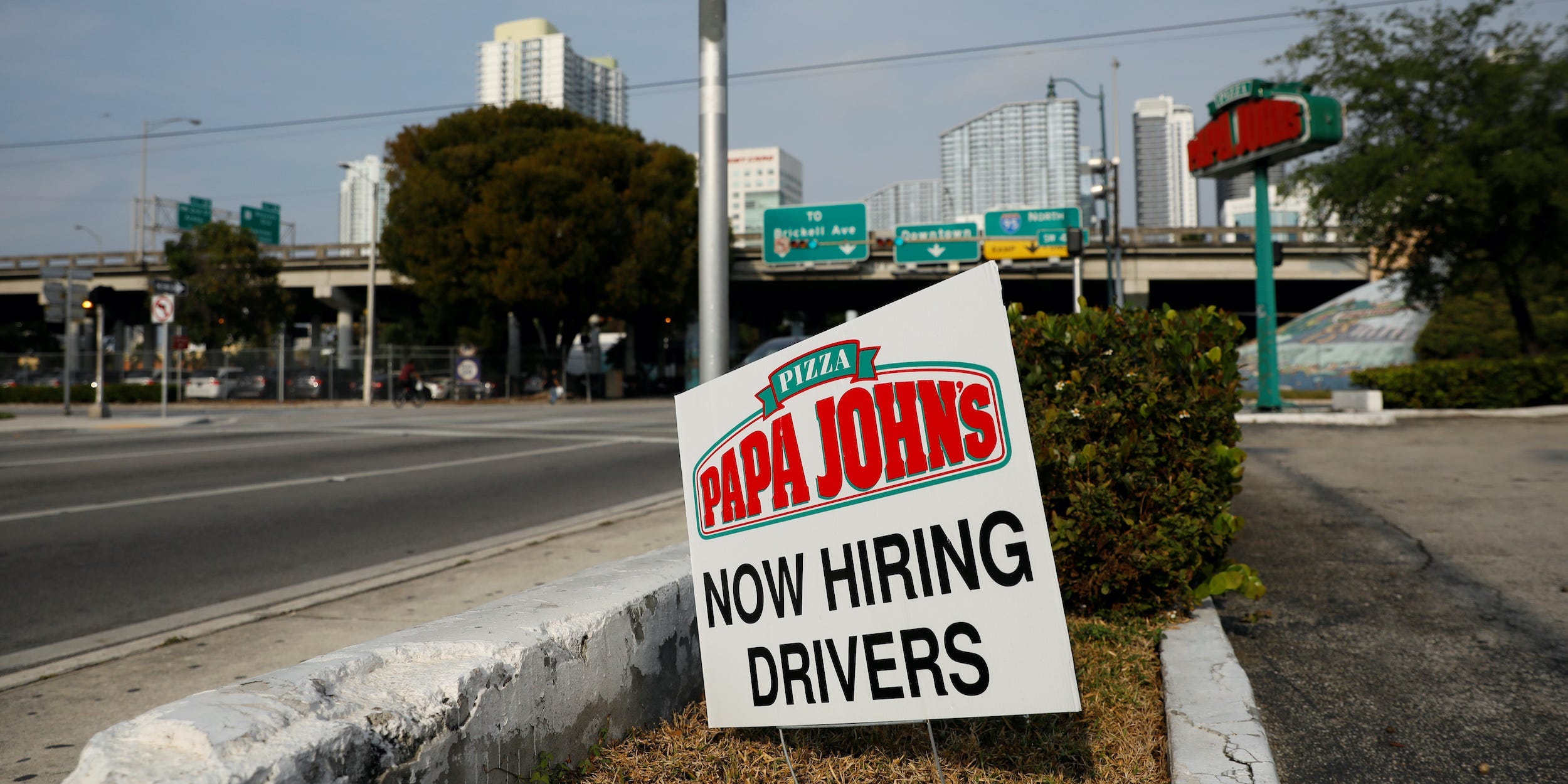 Papa Johns hiring sign