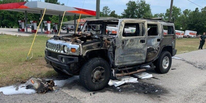 Hummer that caught fire in Citrus County, Florida