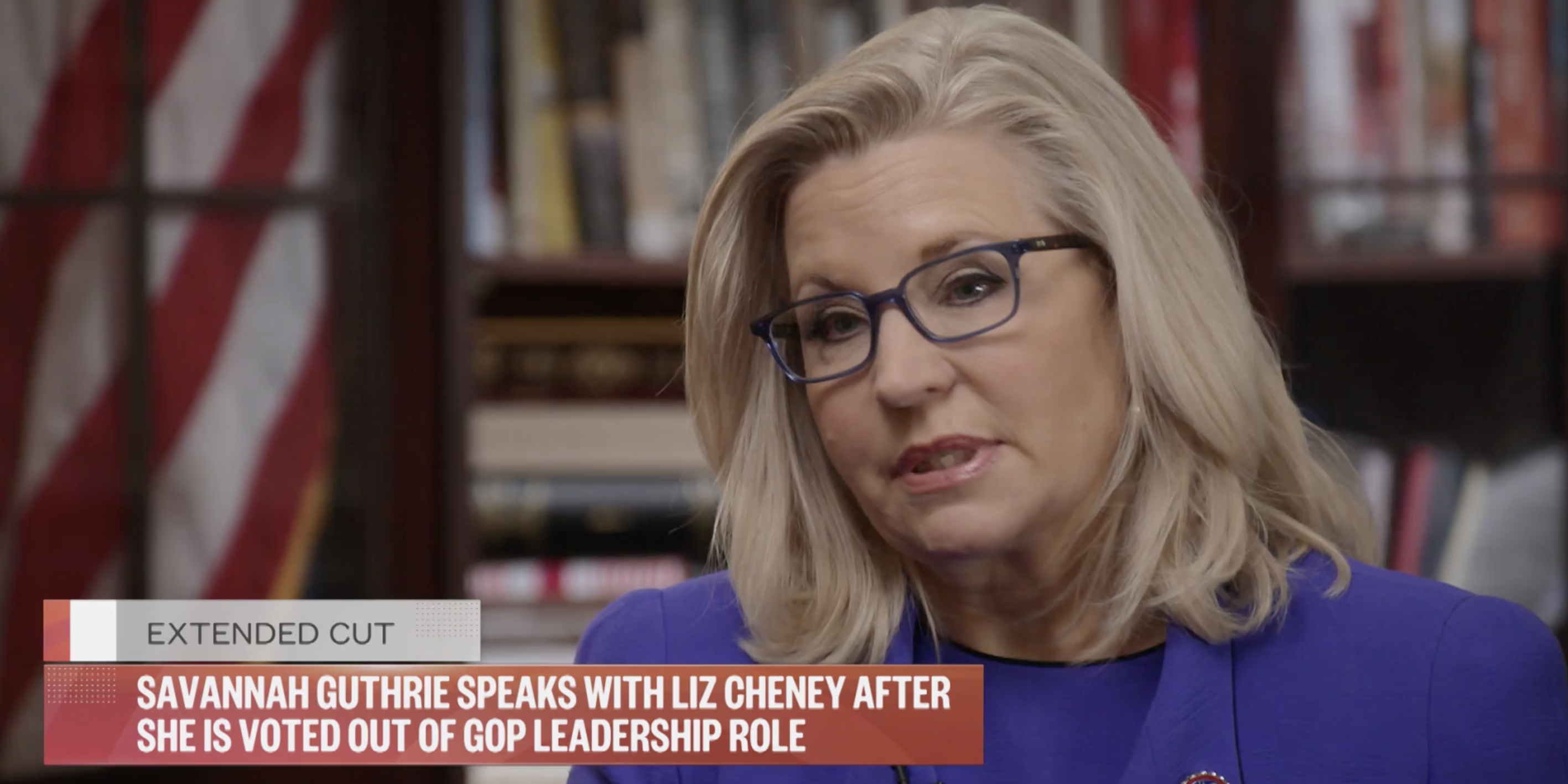 Rep. Liz Cheney speaks with NBC News after being voted out of leadership on Wednesday.