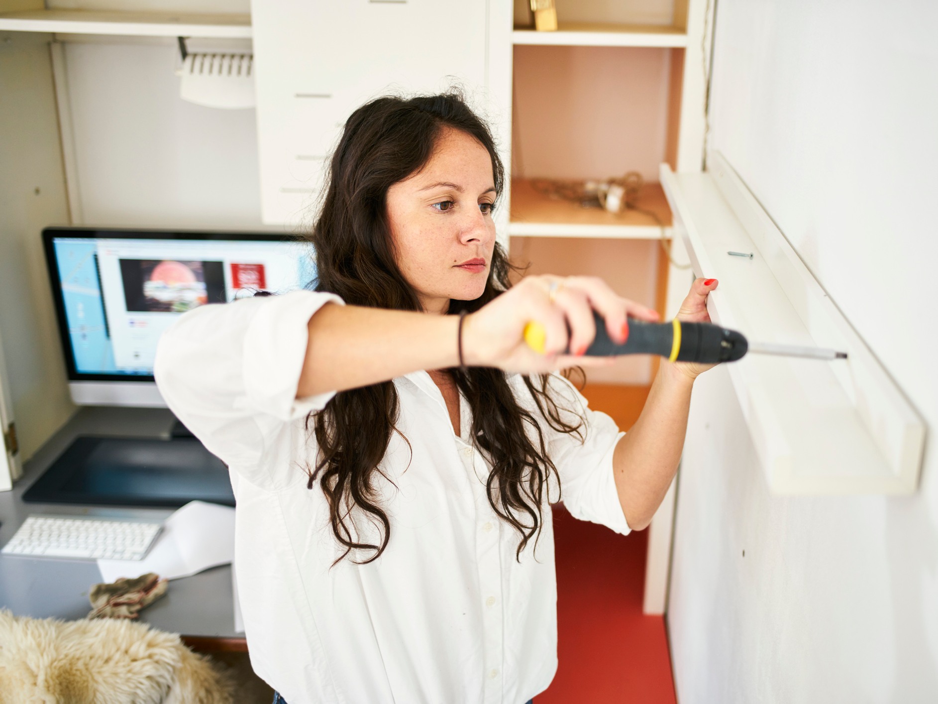 woman doing home renovation