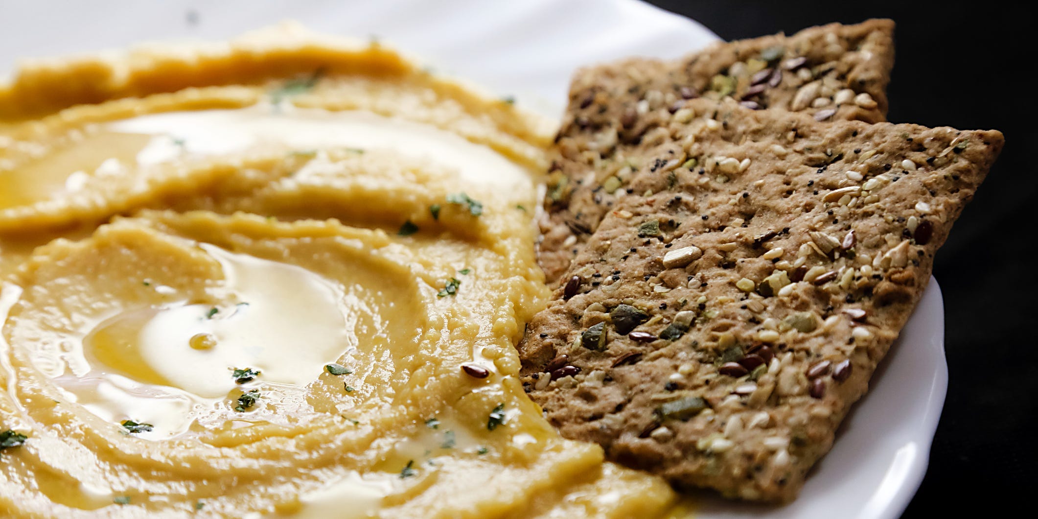 flaxseed crackers and hummus