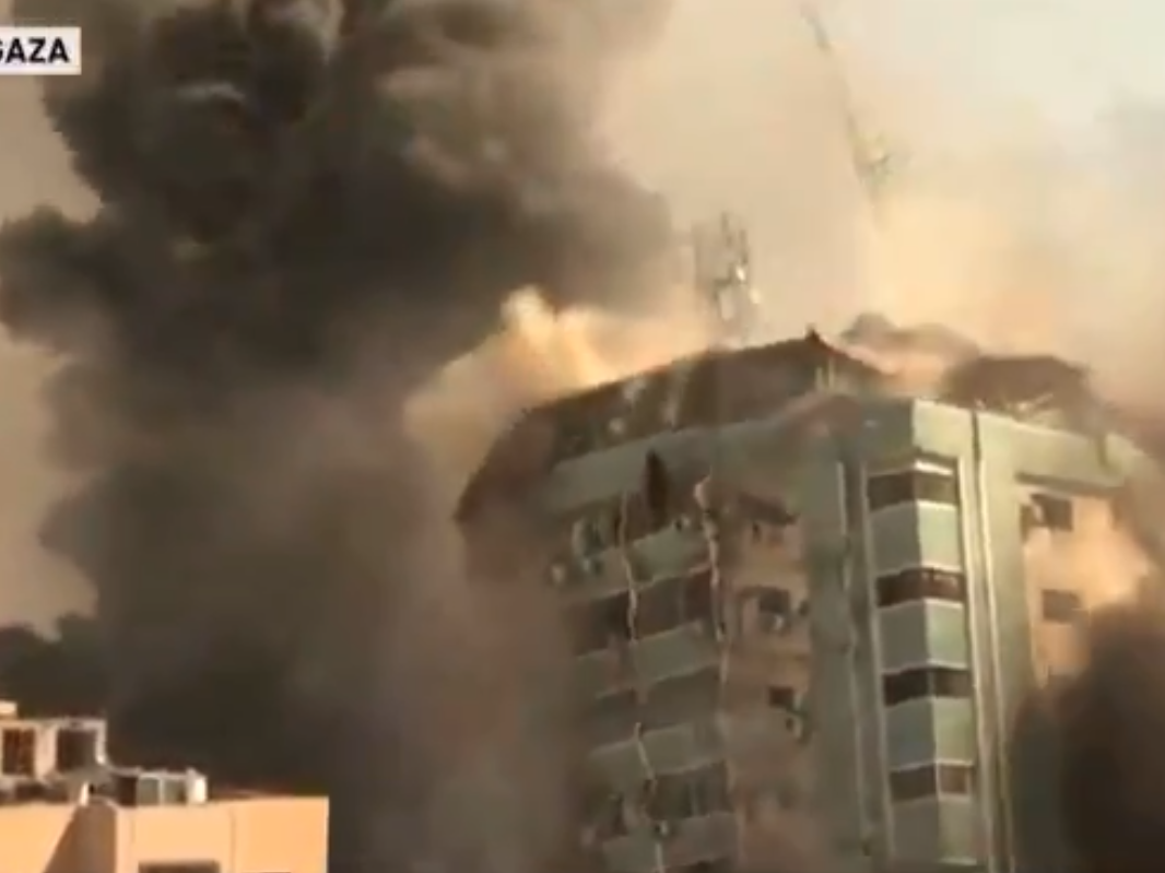 Al Jazeera reports on the destruction of the Al-Jalaa tower in Gaza