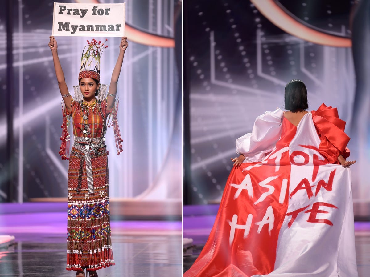 Multiple Miss Universe contestants made political statements with their costume competition outfits