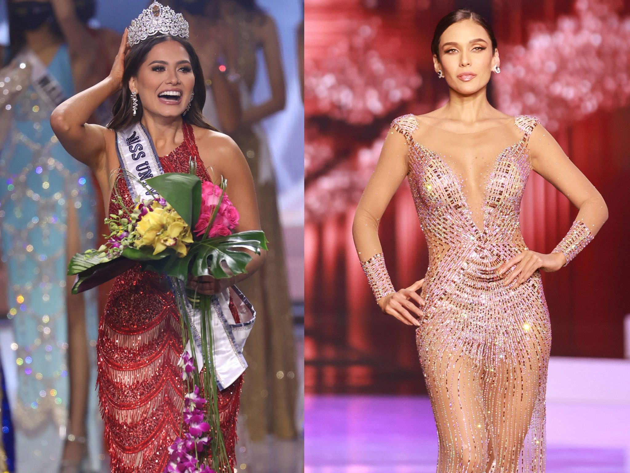 Newly Crowned Miss Universe Andrea Meza Helped Miss Peru Get Into Her Evening Gown In The Middle