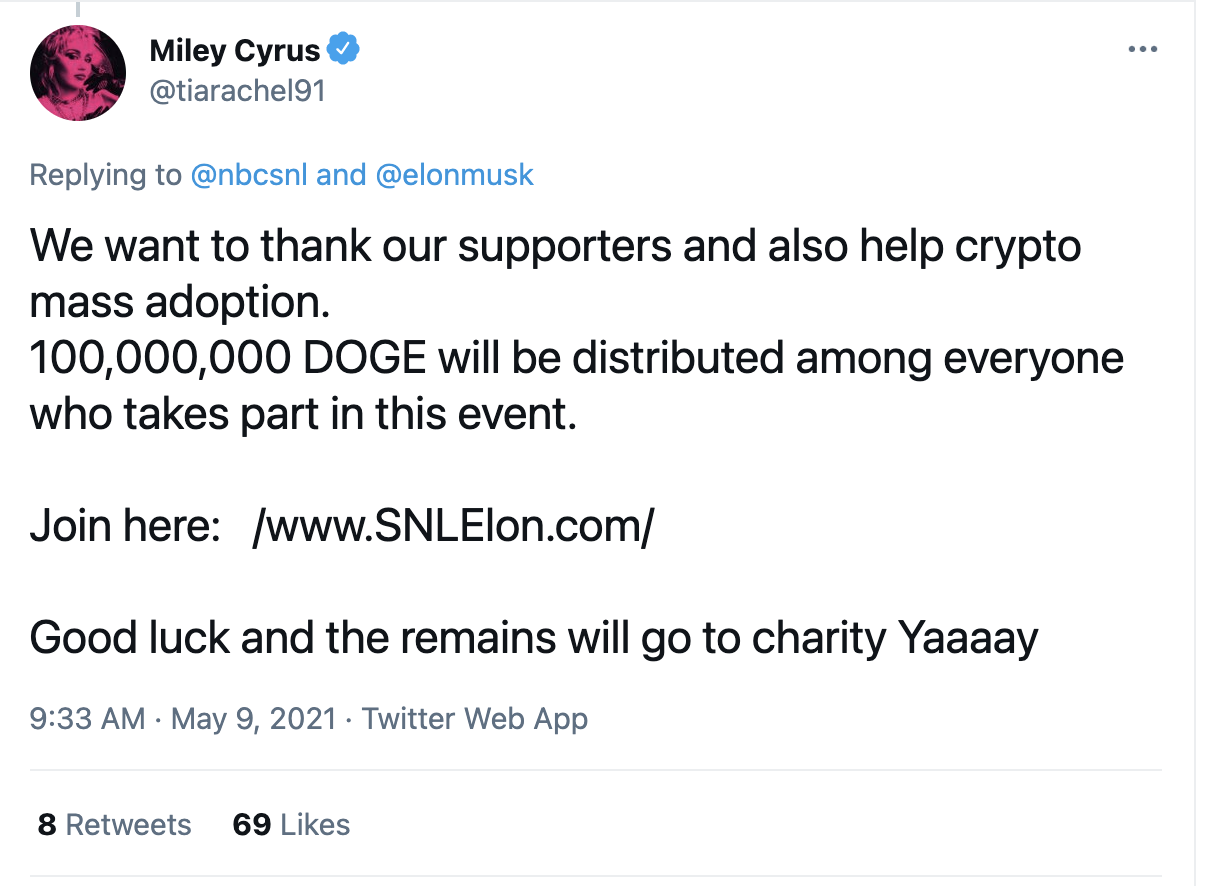 fake Miley crypto scam