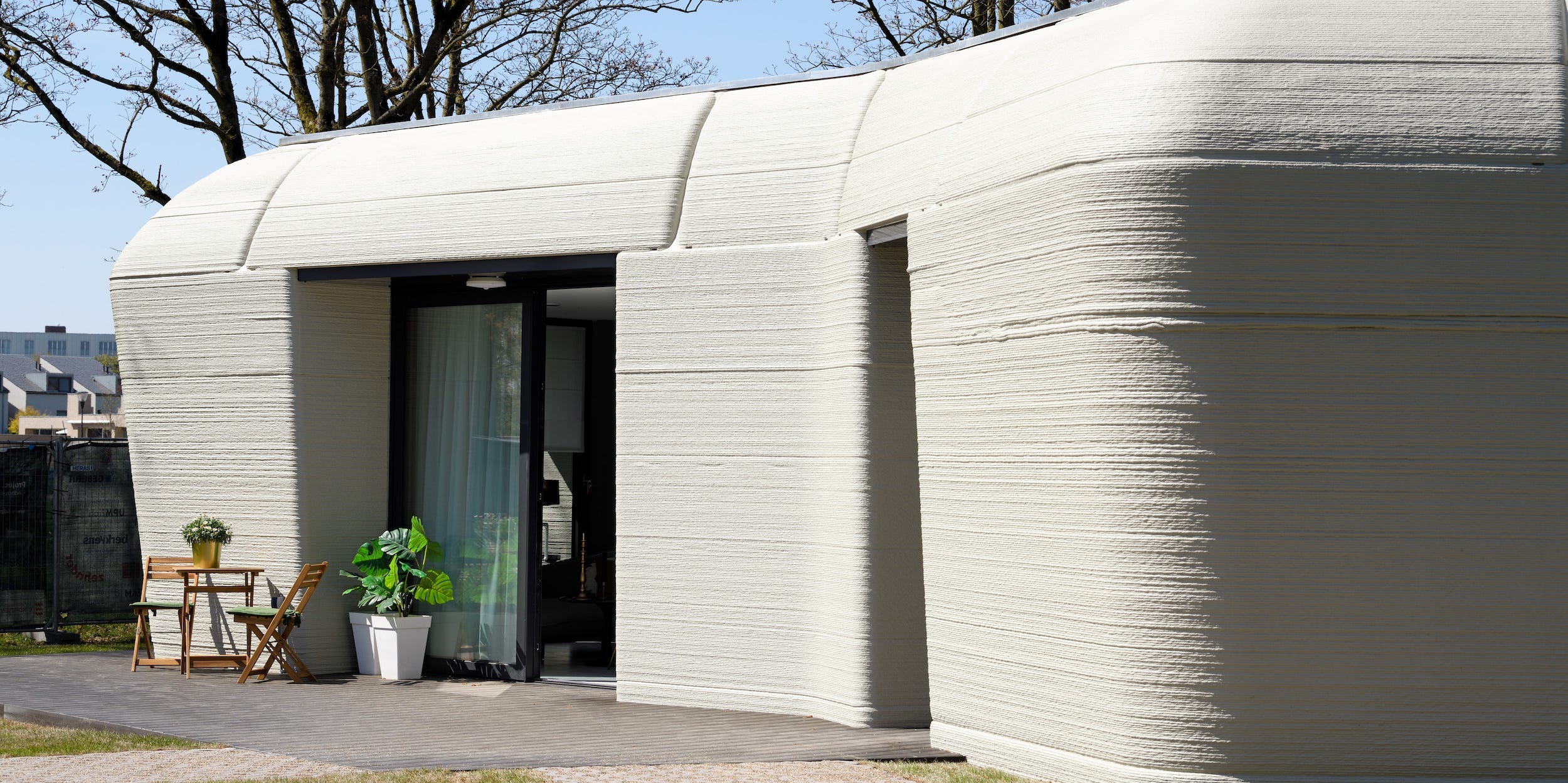 3d printed concrete home with project milestone