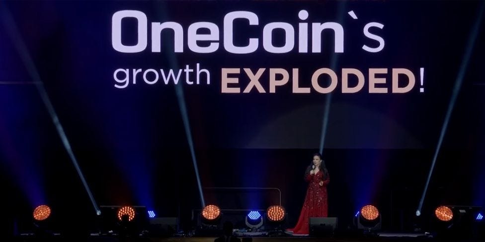 Een evenement van OneCoin in Londen.