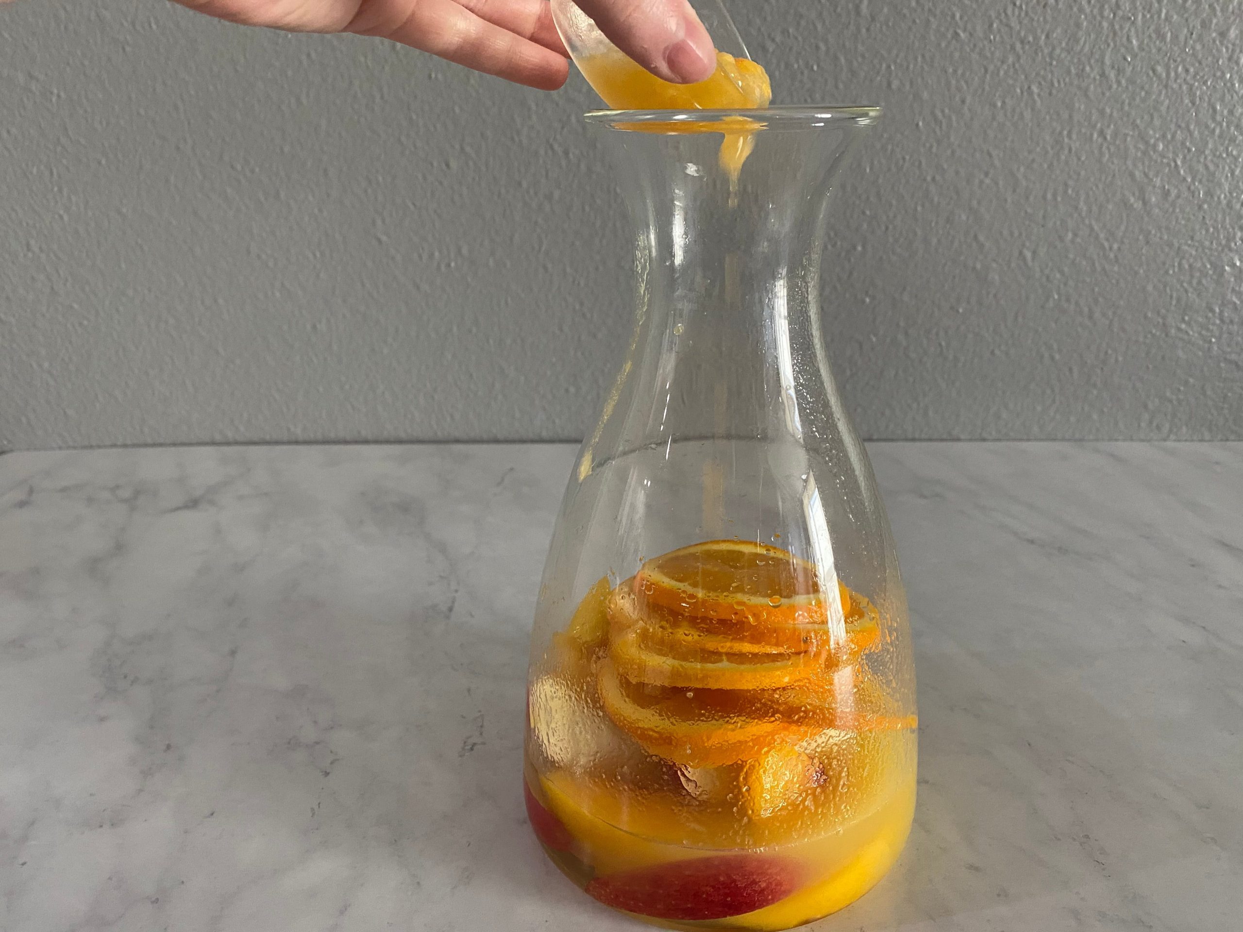 Bobby Flay sangria adding peach puree