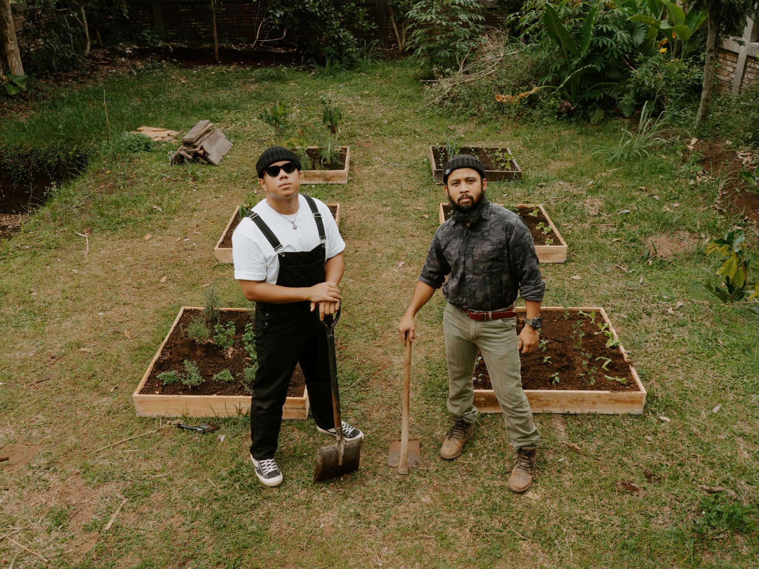 Hedi (left) and Gianjal at Saux House (microgreen farm)