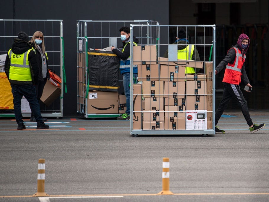 amazon boxes packages workers employees