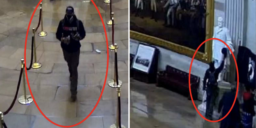 The FBI says this surveillance footage of Daniel Warmus inside the Capitol.