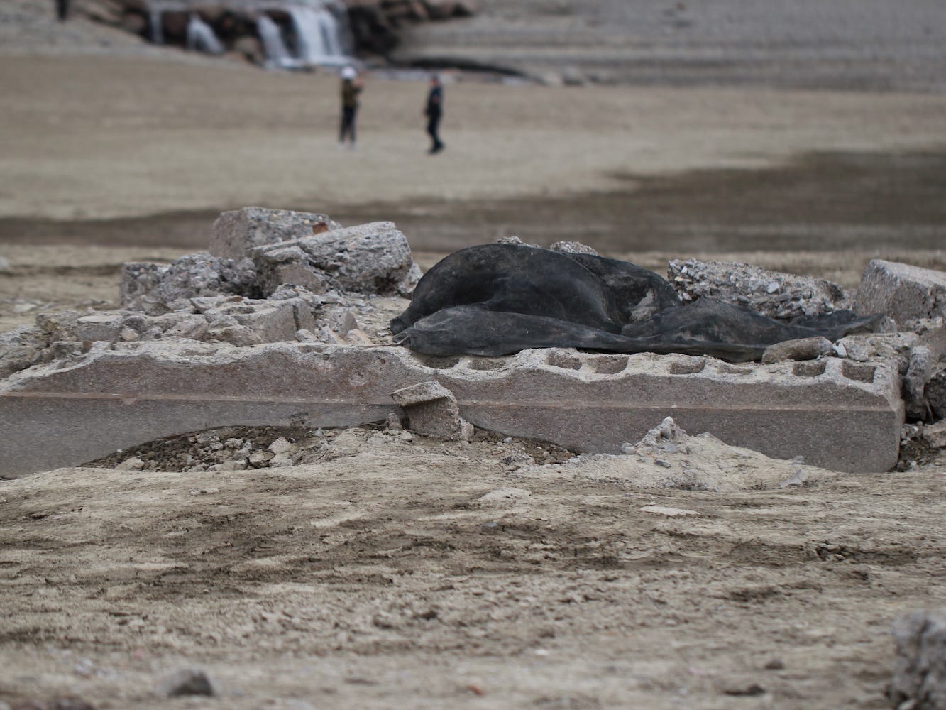 Lake Resia is drained for repair works of a hydroelectric plant