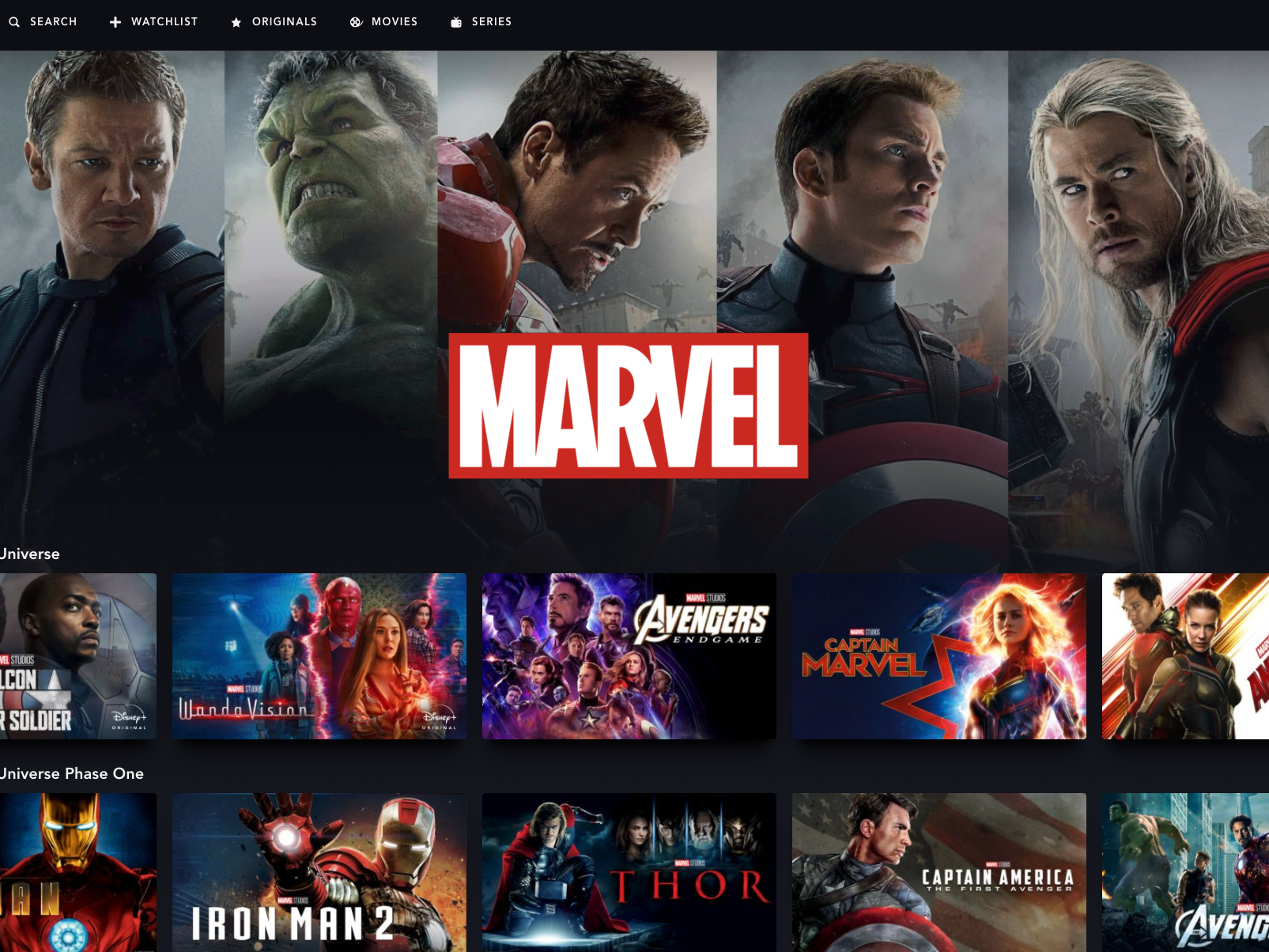 disney plus screenshot marvel