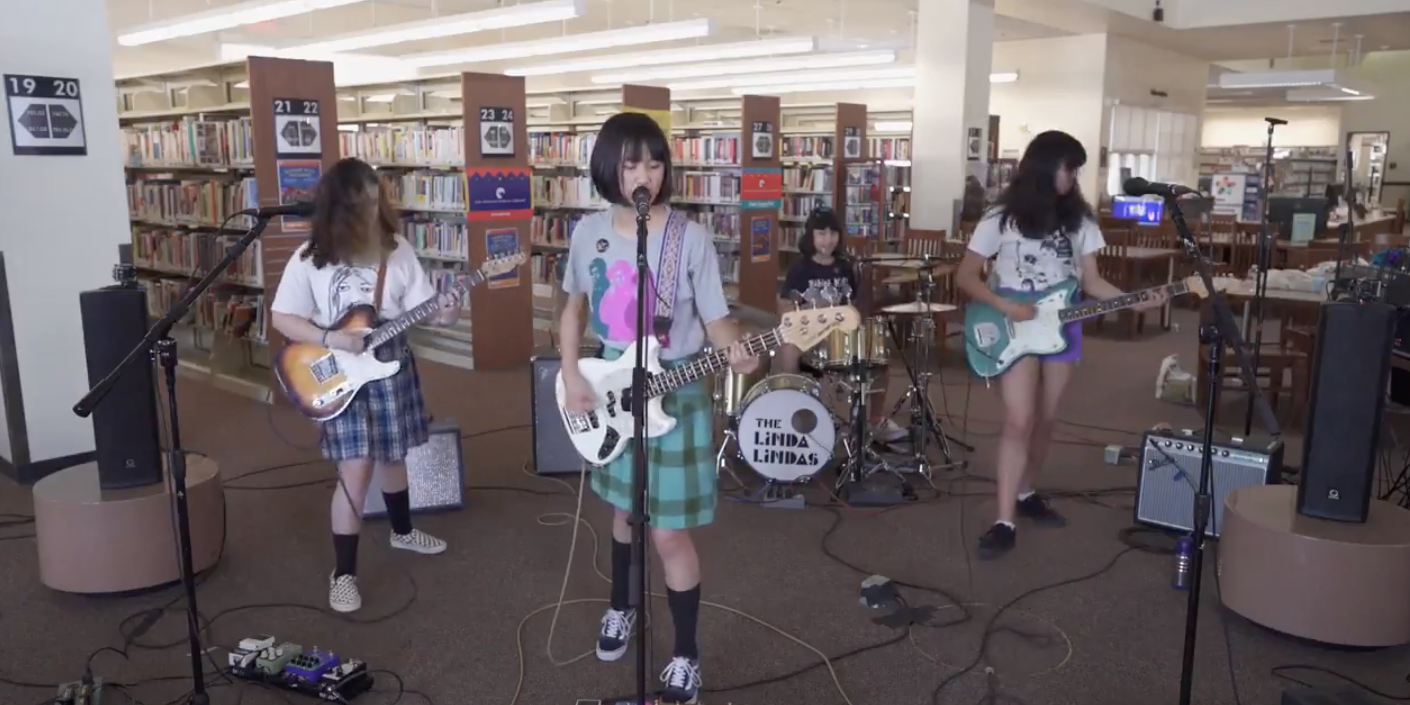 The Linda Lindas performing at an LA public library.