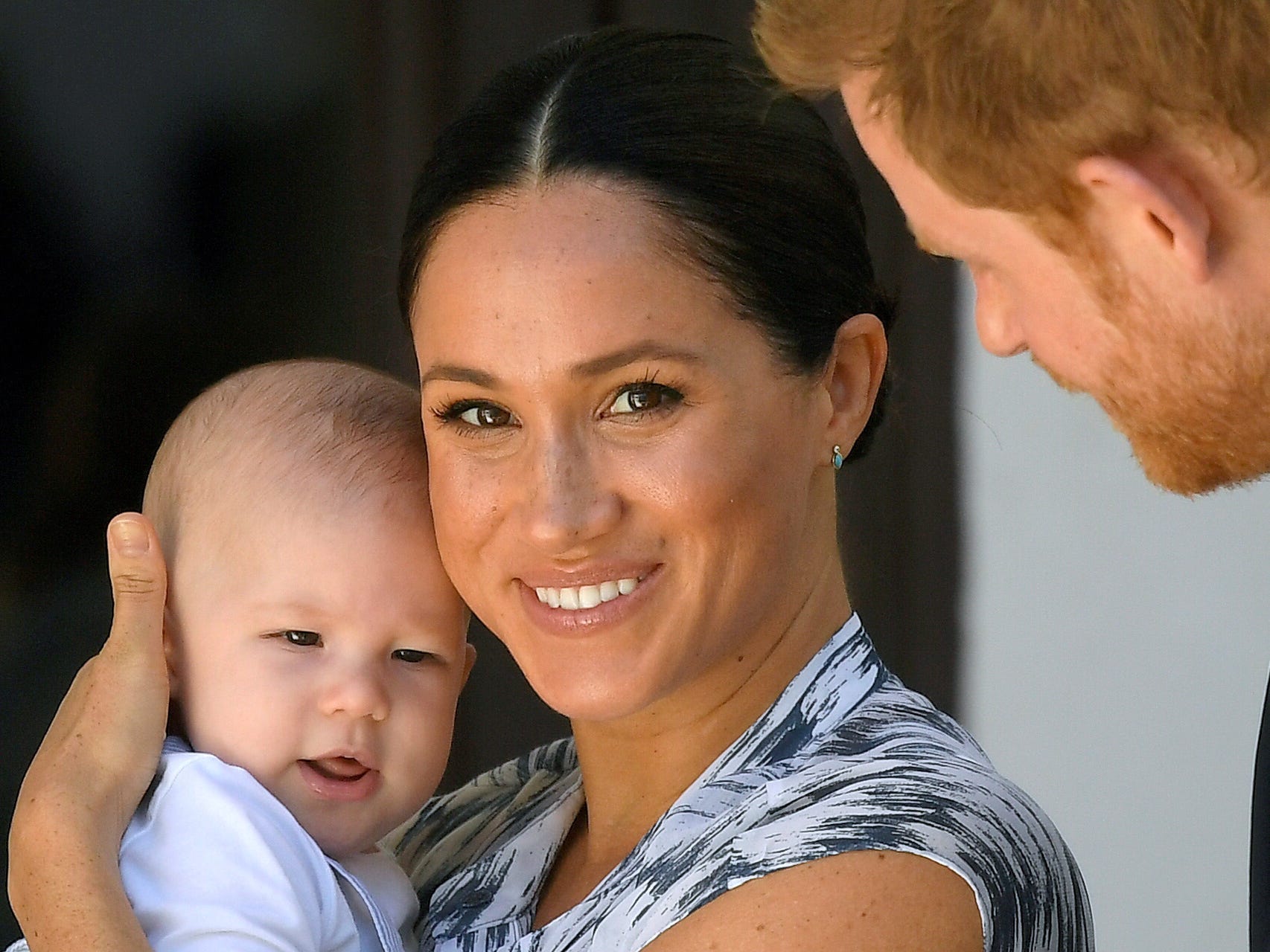 The Duke and Duchess of Sussex holding their baby Archie.