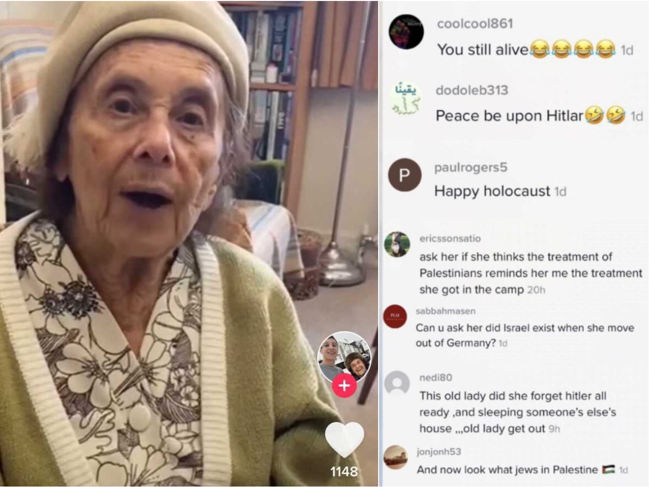 Lily Ebert, left, received antisemitic comments on TikTok.