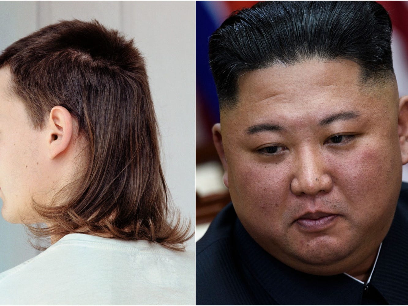 A picture of a mullet and North Korea's Kim Jong Un