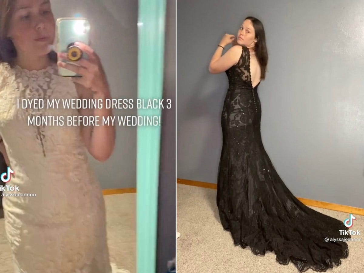 A bride dyed her wedding dress black three months before her wedding