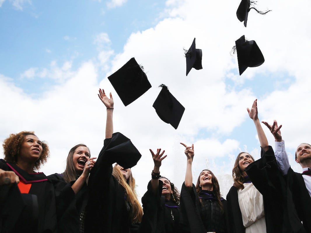 College Graduates Tossing Caps