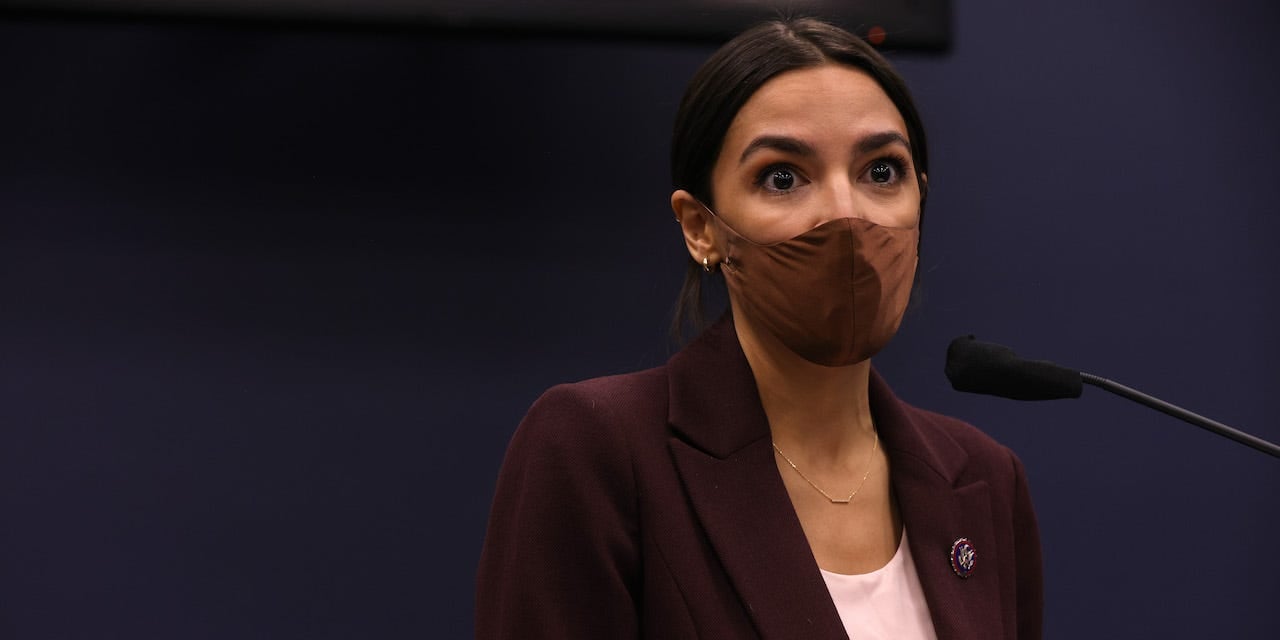 Rep. Alexandria Ocasio-Cortez (D-NY) speaks during a news conference to introduce the "Puerto Rico Self-Determination Act of 2021" at Rayburn House Office Building on Capitol Hill March 18, 2021 in Washington, DC.